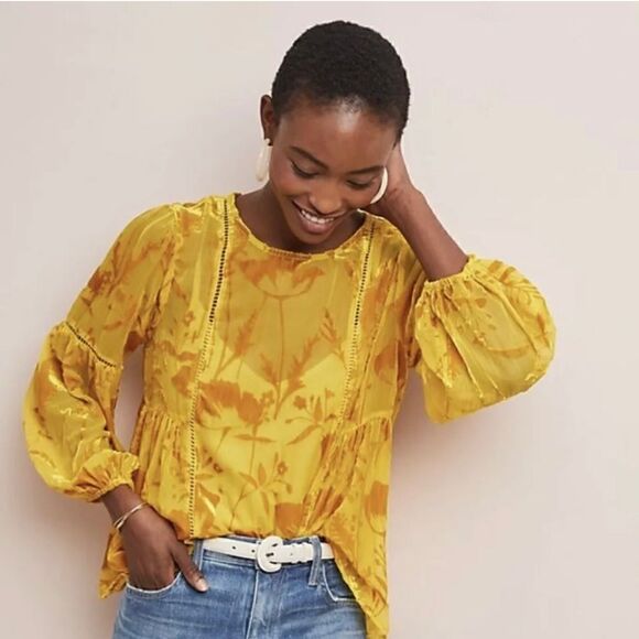 Meadow Rue Yolanda Peasant Velvet Blouse size 2 - Picture 1 of 7